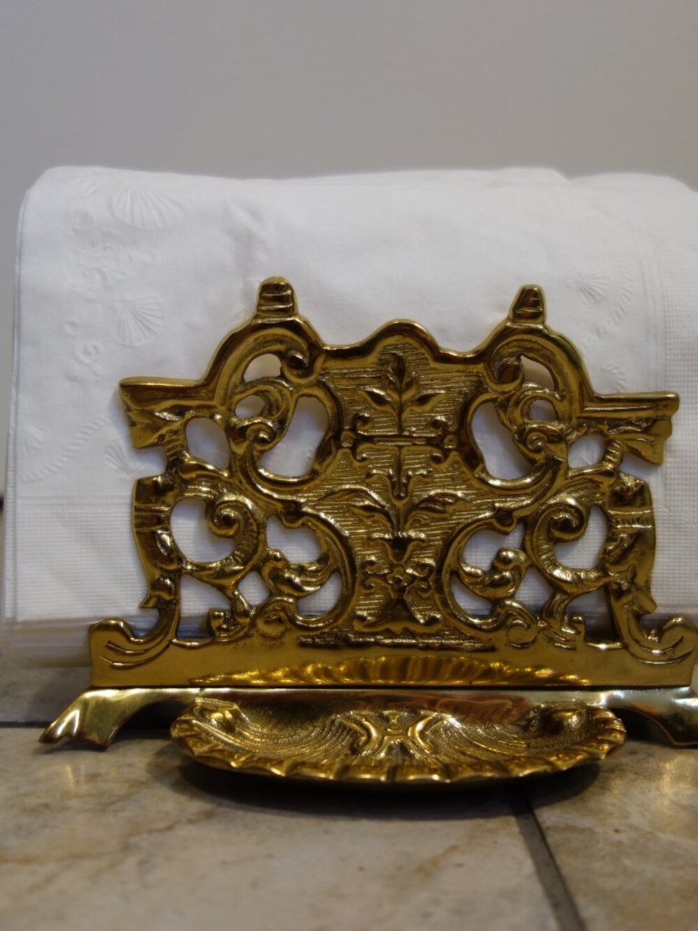 Maitland Smith Ornate Brass Letter or Napkin Holder Hand Made In India